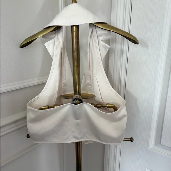 White Halter Collared Button-Front Top - Picture 2 of 3